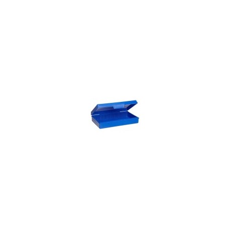 Caja PP azul para 25 portaobjetos Heathrow