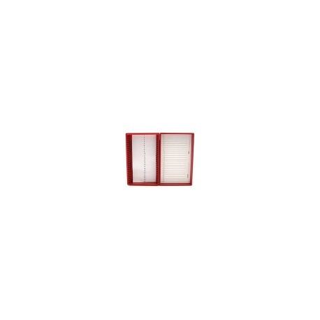 Caja roja PP para 25 portaobjetos Heathrow